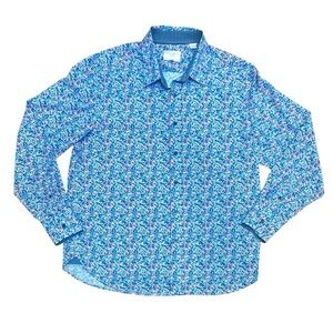 Stylish Blue Floral Button Down Shirt